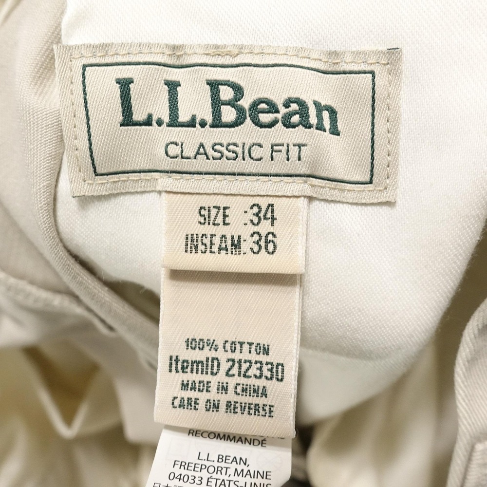 New L.L. Bean Pants Mens 34x36 Beige Khakis Classic Fit Cotton Wrinkle Resistant - Picture 7 of 8